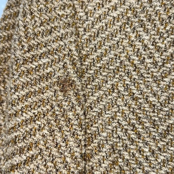 EMANUEL UNGARO Boucle Jacket Blazer Tan Tweed Wool Blend Neutral Classic Size 14 - Picture 5 of 5